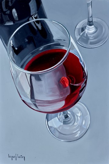 Red Wine III by Miguel Nunez - Original Painting on Board